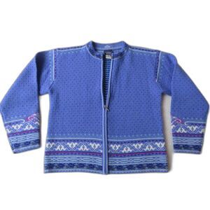 VINTAGE RUGGED BEAR PURPLE WOOL ZIP UP SWEATER WOMENS SMALL COUNTRY WESTERN